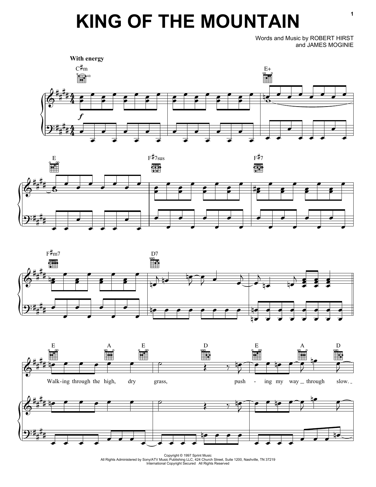 Download Midnight Oil King Of The Mountain Sheet Music