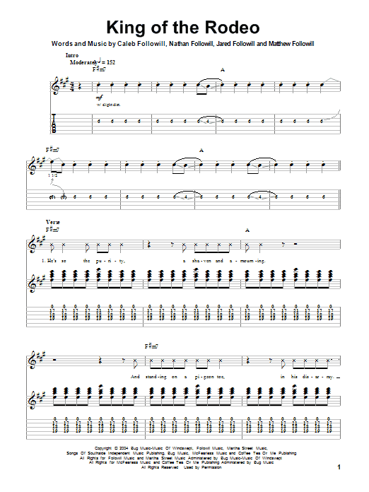 Download Kings Of Leon King Of The Rodeo Sheet Music
