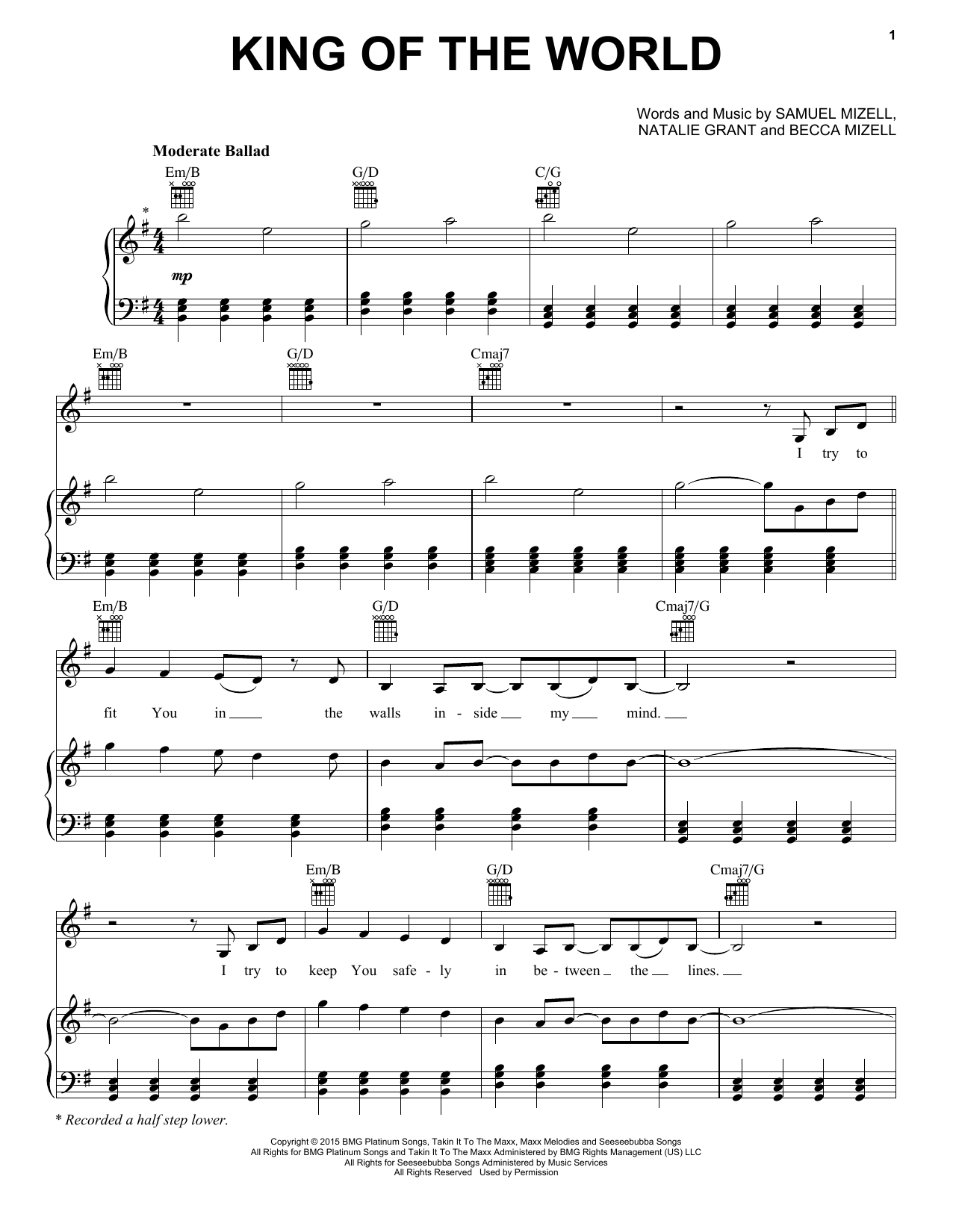Download Natalie Grant King Of The World Sheet Music