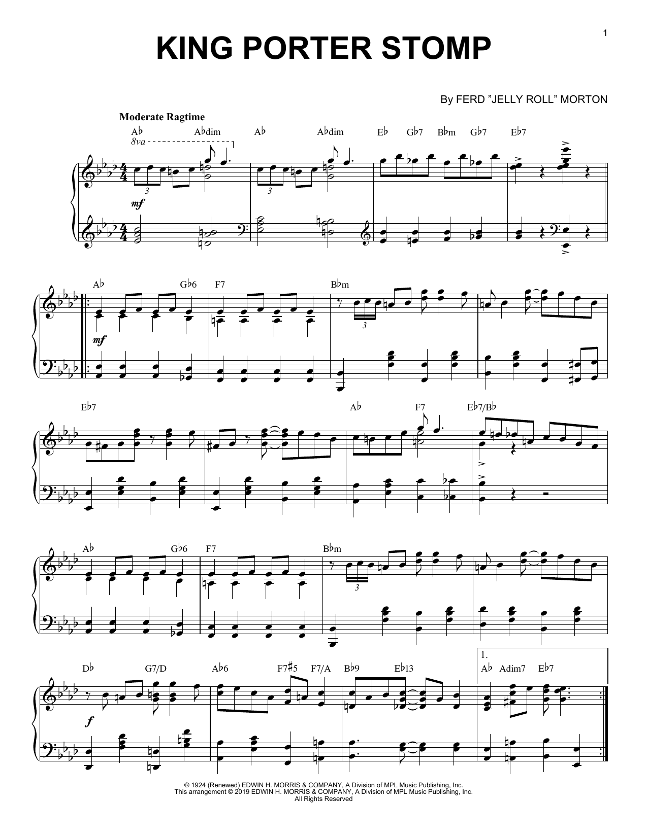 Download Jelly Roll Morton King Porter Stomp [Jazz version] Sheet Music