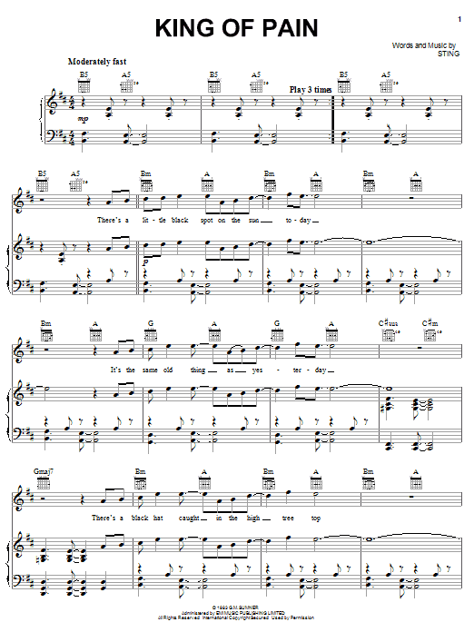 Download The Police King Of Pain Sheet Music
