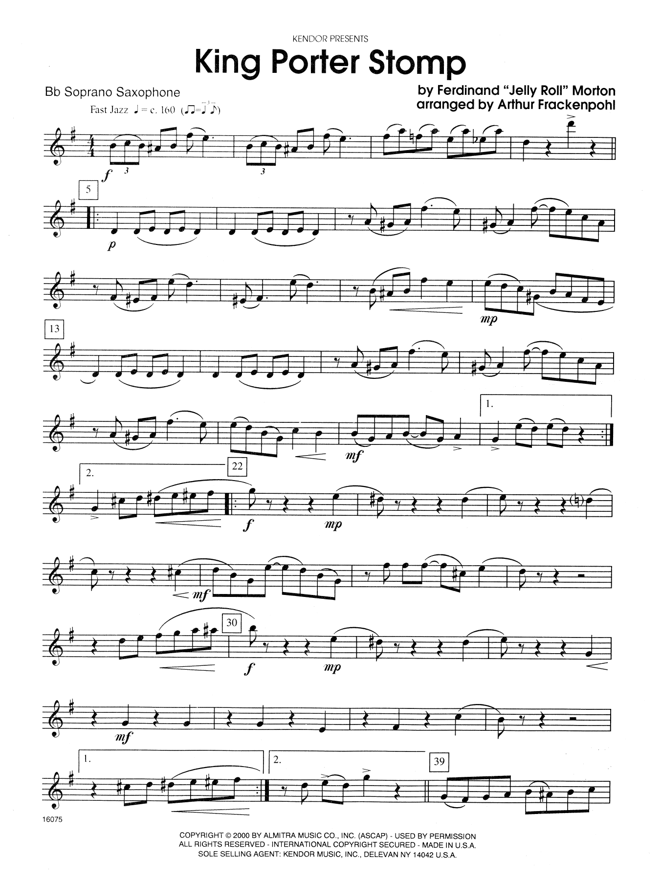 Download Arthur Frackenpohl King Porter Stomp - Bb Soprano Sax Sheet Music