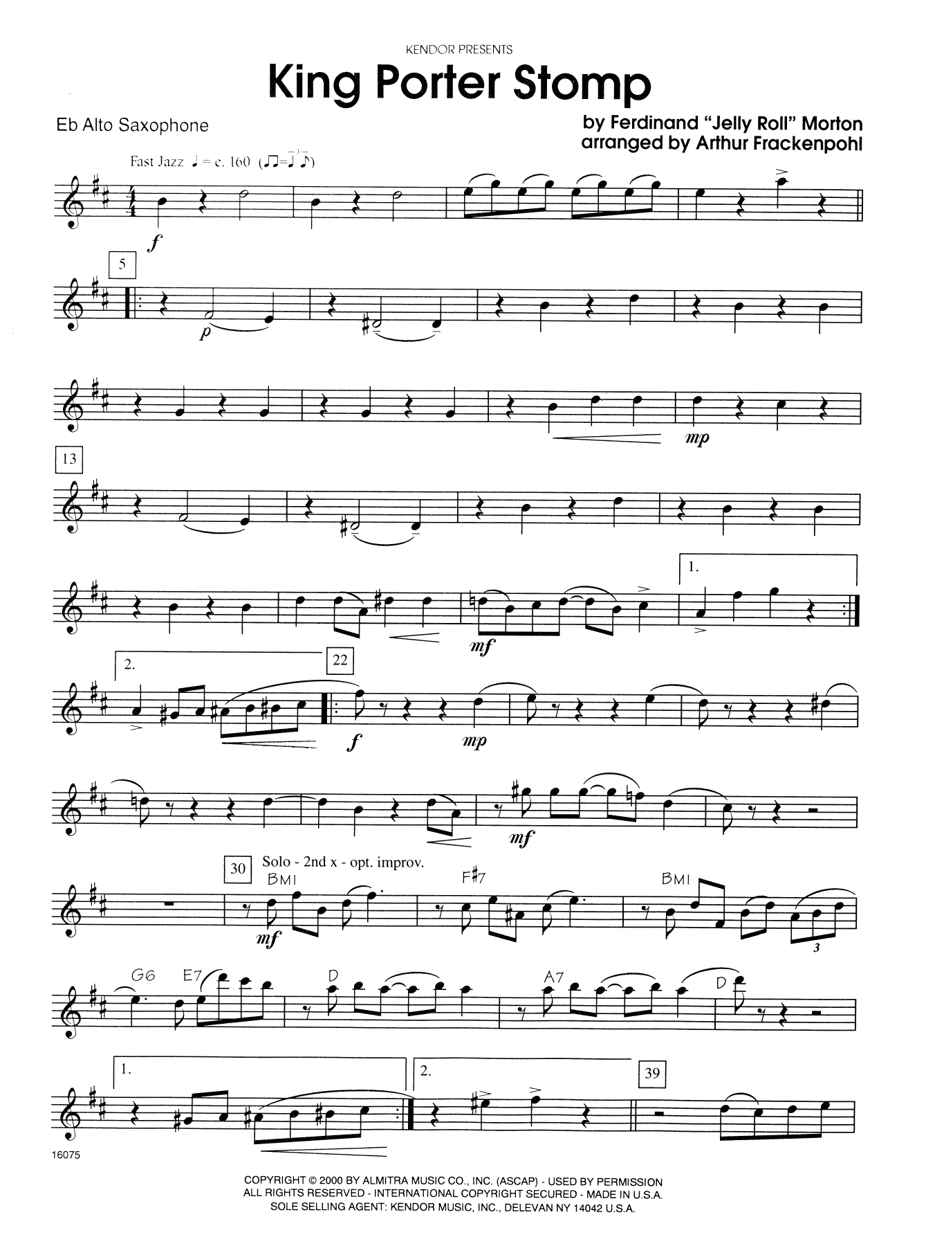Download Arthur Frackenpohl King Porter Stomp - Eb Alto Saxophone Sheet Music