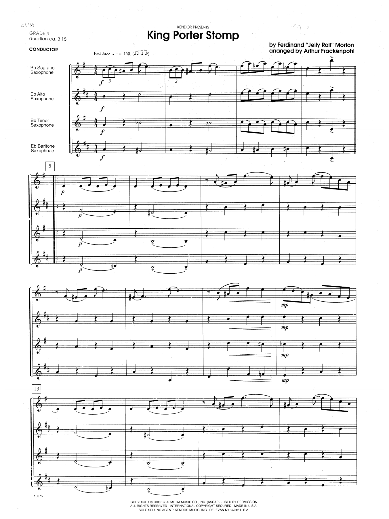 Download Arthur Frackenpohl King Porter Stomp - Full Score Sheet Music