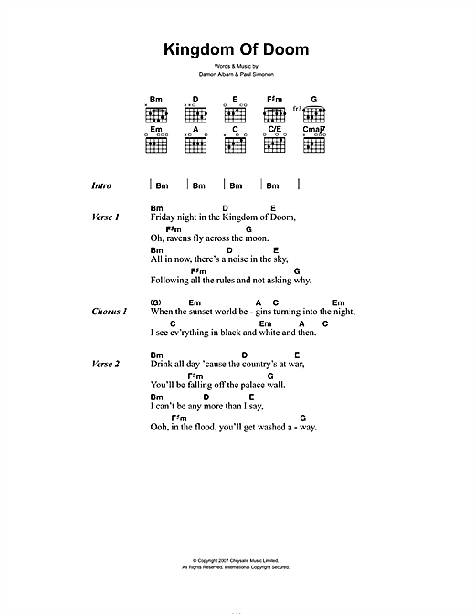 Download The Good, the Bad & the Queen Kingdom Of Doom Sheet Music