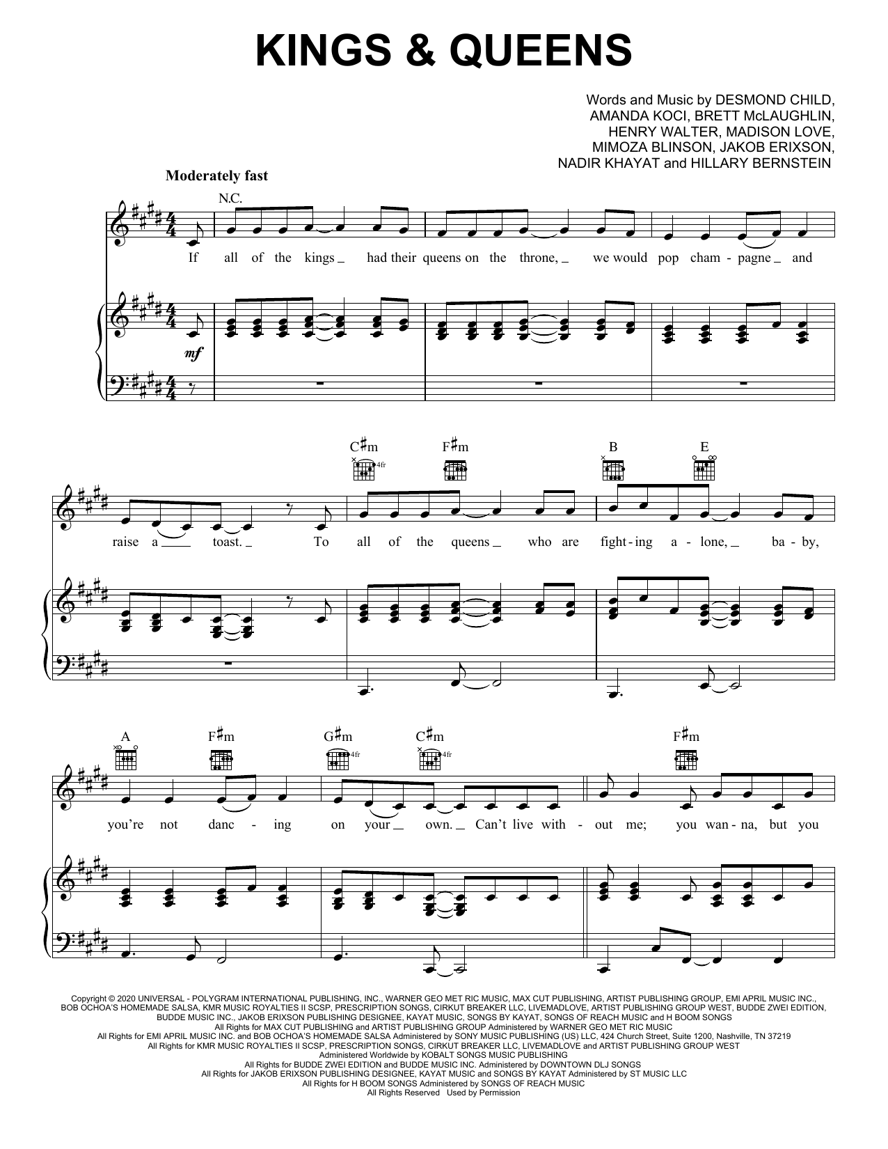 Download Ava Max Kings & Queens Sheet Music