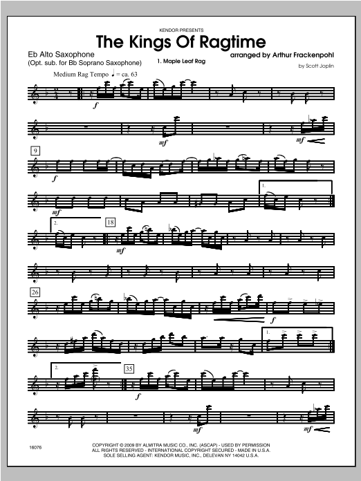 Download Arthur Frackenpohl Kings Of Ragtime, The - Alto Sax Sheet Music