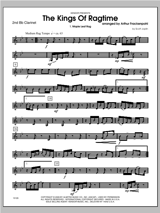 Download Arthur Frackenpohl Kings Of Ragtime, The - Clarinet 2 Sheet Music