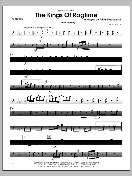 Download Arthur Frackenpohl Kings Of Ragtime, The - Trombone Sheet Music