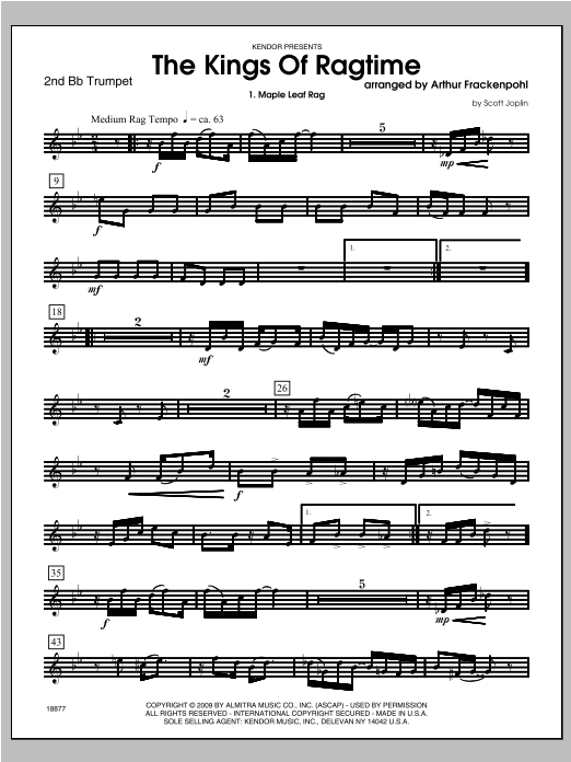 Download Arthur Frackenpohl Kings Of Ragtime, The - Trumpet 2 Sheet Music