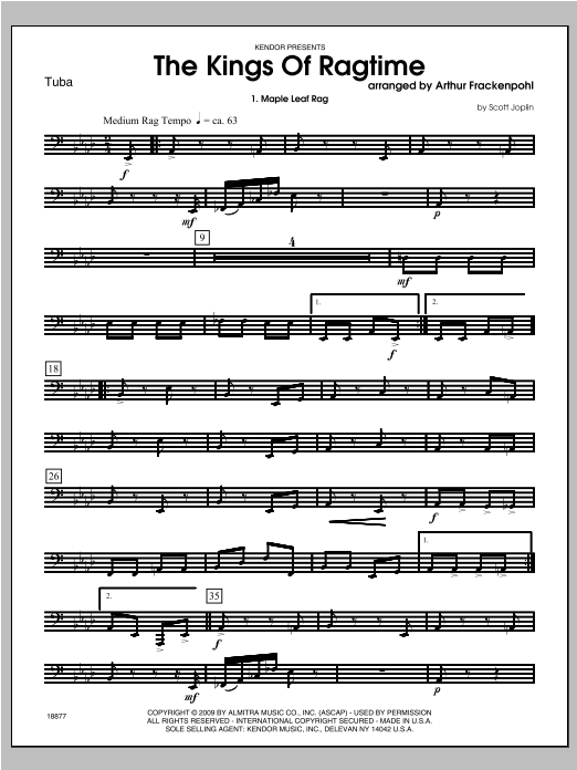 Download Arthur Frackenpohl Kings Of Ragtime, The - Tuba Sheet Music