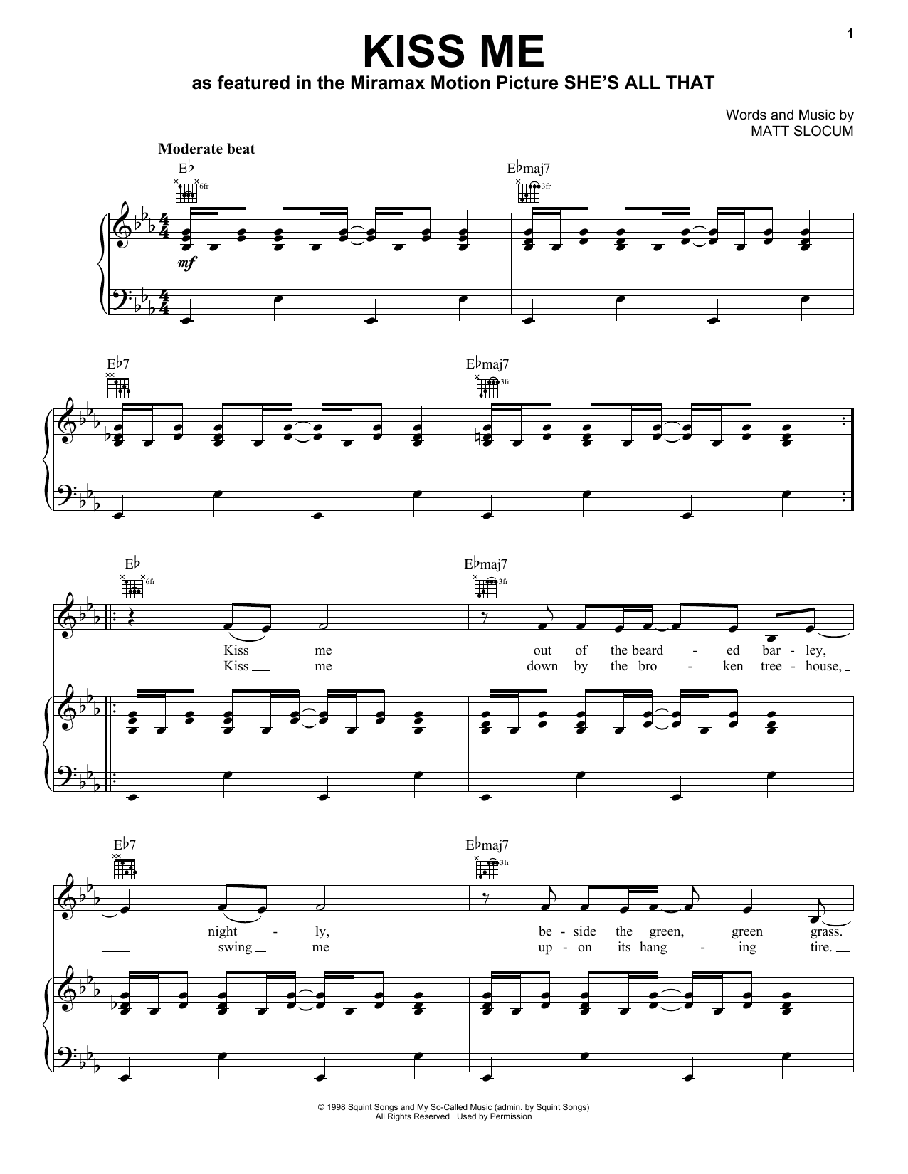 Download Sixpence None The Richer Kiss Me Sheet Music