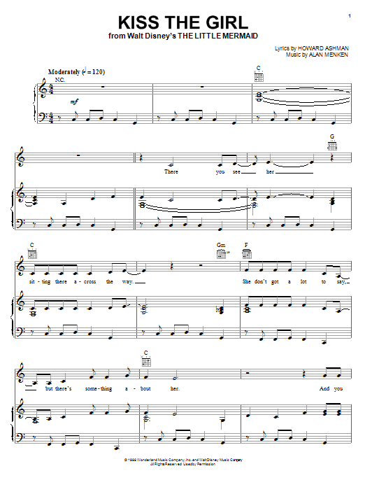 Download Alan Menken Kiss The Girl (from The Little Mermaid) Sheet Music