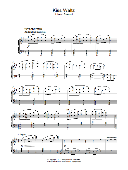 Download Johann Strauss II Kiss Waltz Sheet Music