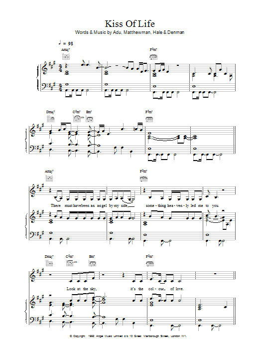 Sade Kiss Of Life sheet music notes printable PDF score