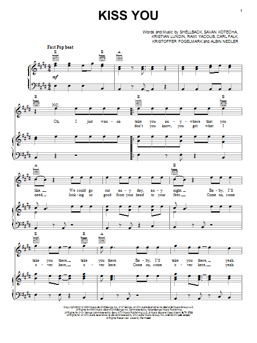 Download One Direction Kiss You Sheet Music
