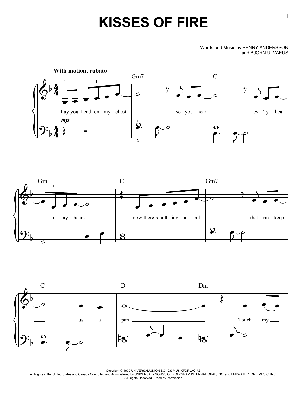 Download ABBA Kisses Of Fire (from Mamma Mia! Here We Sheet Music