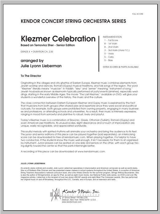 Download Julie Lyonn Lieberman Klezmer Celebration (based on Ternovka Sheet Music