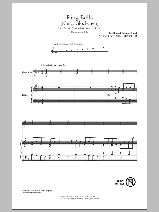 Download Traditional German Carol Kling, Glockchen (Ring, Merry Bell) (ar Sheet Music