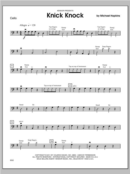 Download Hopkins Knick Knock - Cello Sheet Music