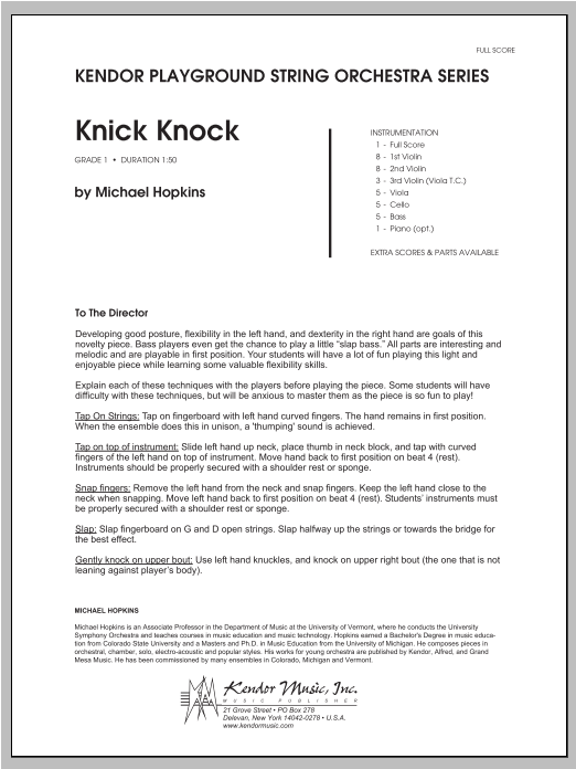 Download Hopkins Knick Knock - Full Score Sheet Music