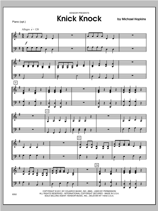 Download Hopkins Knick Knock - Piano Sheet Music