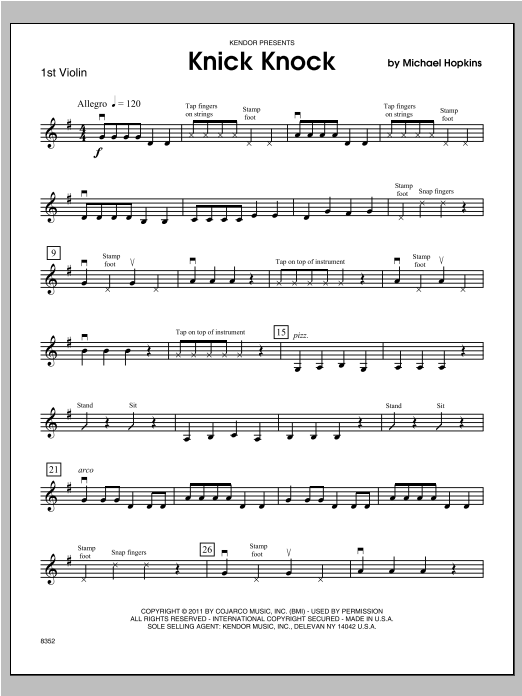 Download Hopkins Knick Knock - Violin 1 Sheet Music