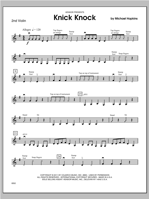 Download Hopkins Knick Knock - Violin 2 Sheet Music