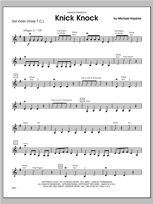 Download Hopkins Knick Knock - Violin 3 Sheet Music