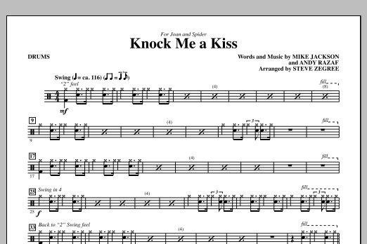 Download Steve Zegree Knock Me A Kiss - Drums Sheet Music