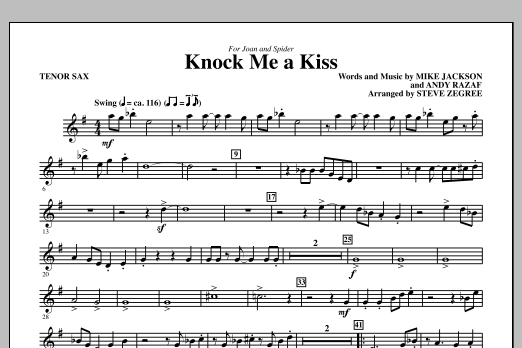 Download Steve Zegree Knock Me A Kiss - Tenor Sax Sheet Music