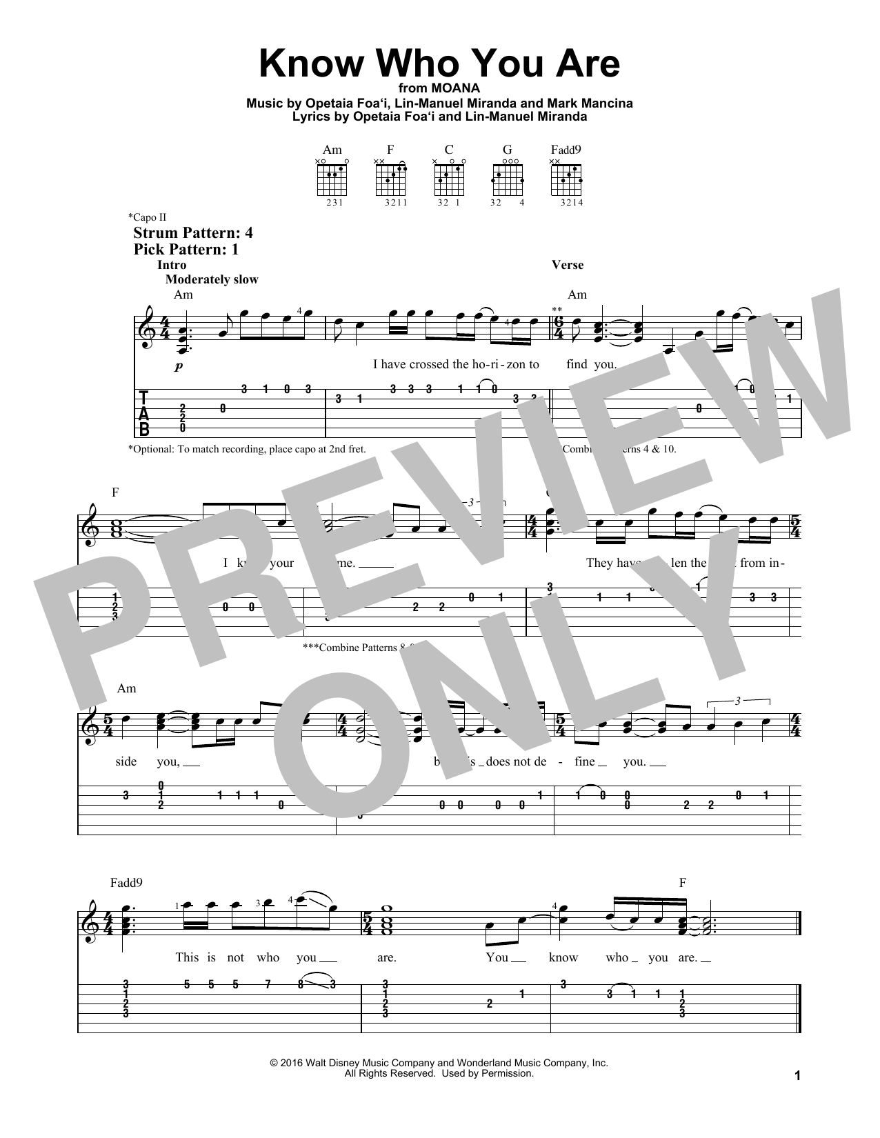 Download Lin-Manuel Miranda Know Who You Are (from Moana) Sheet Music