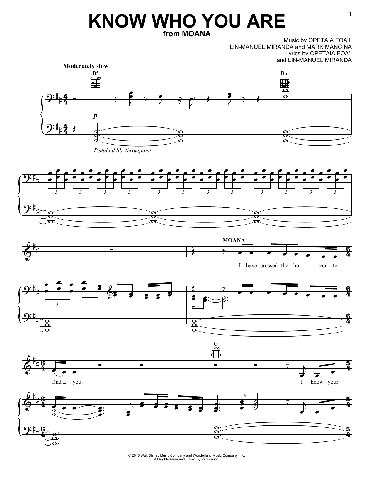 Download Lin-Manuel Miranda Know Who You Are (from Moana) Sheet Music