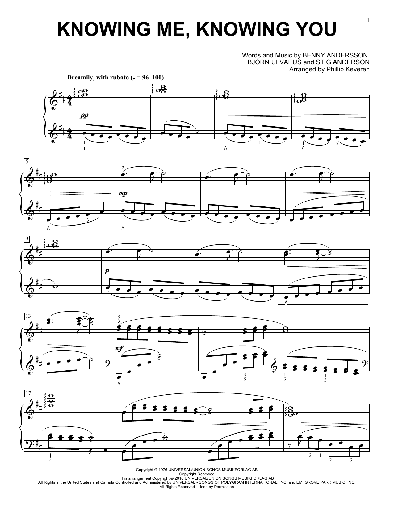 Download Phillip Keveren Knowing Me, Knowing You Sheet Music