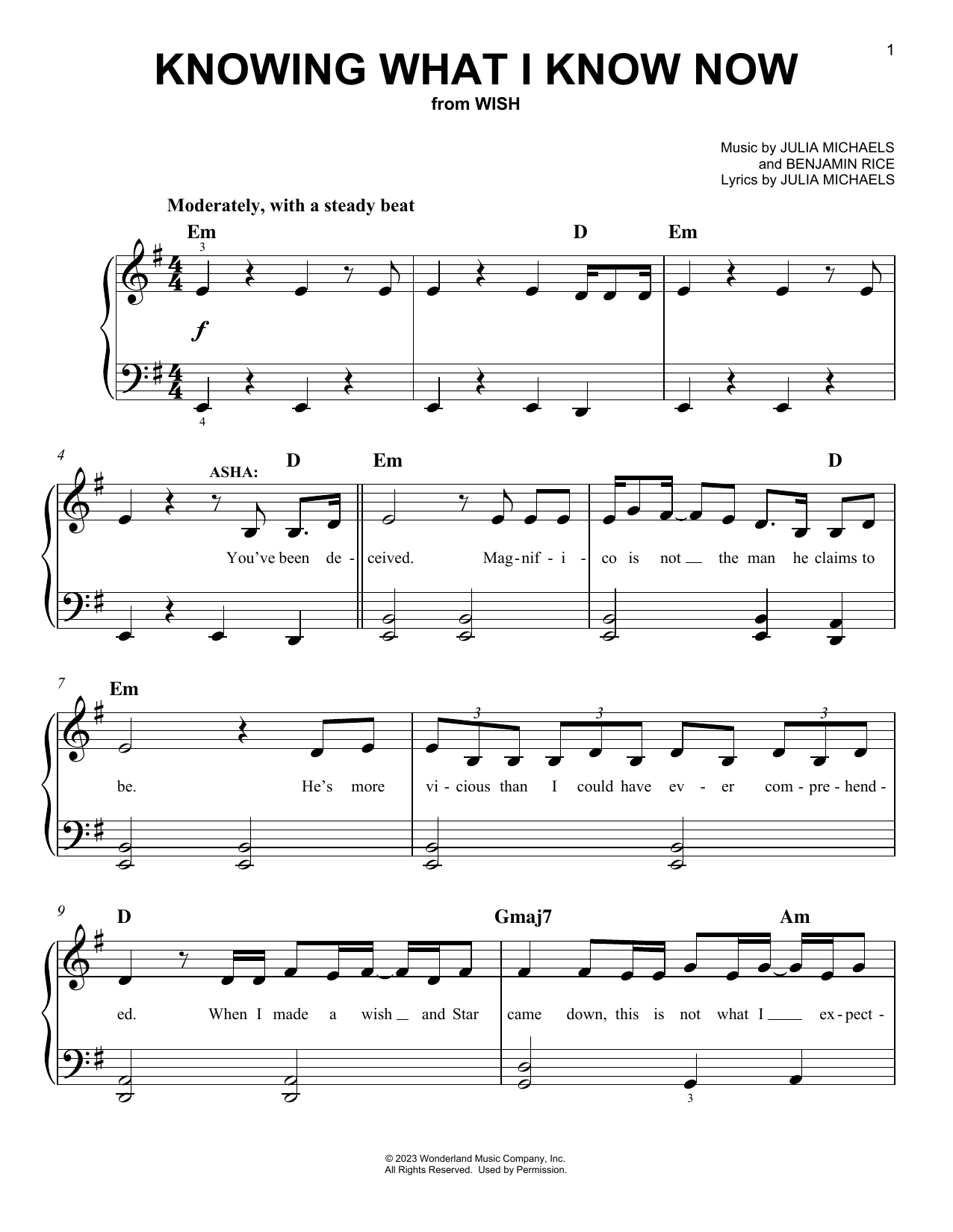 Ariana DeBose, Angelique Cabral and The Cast Of Wish Knowing What I Know Now (from Wish) sheet music notes printable PDF score