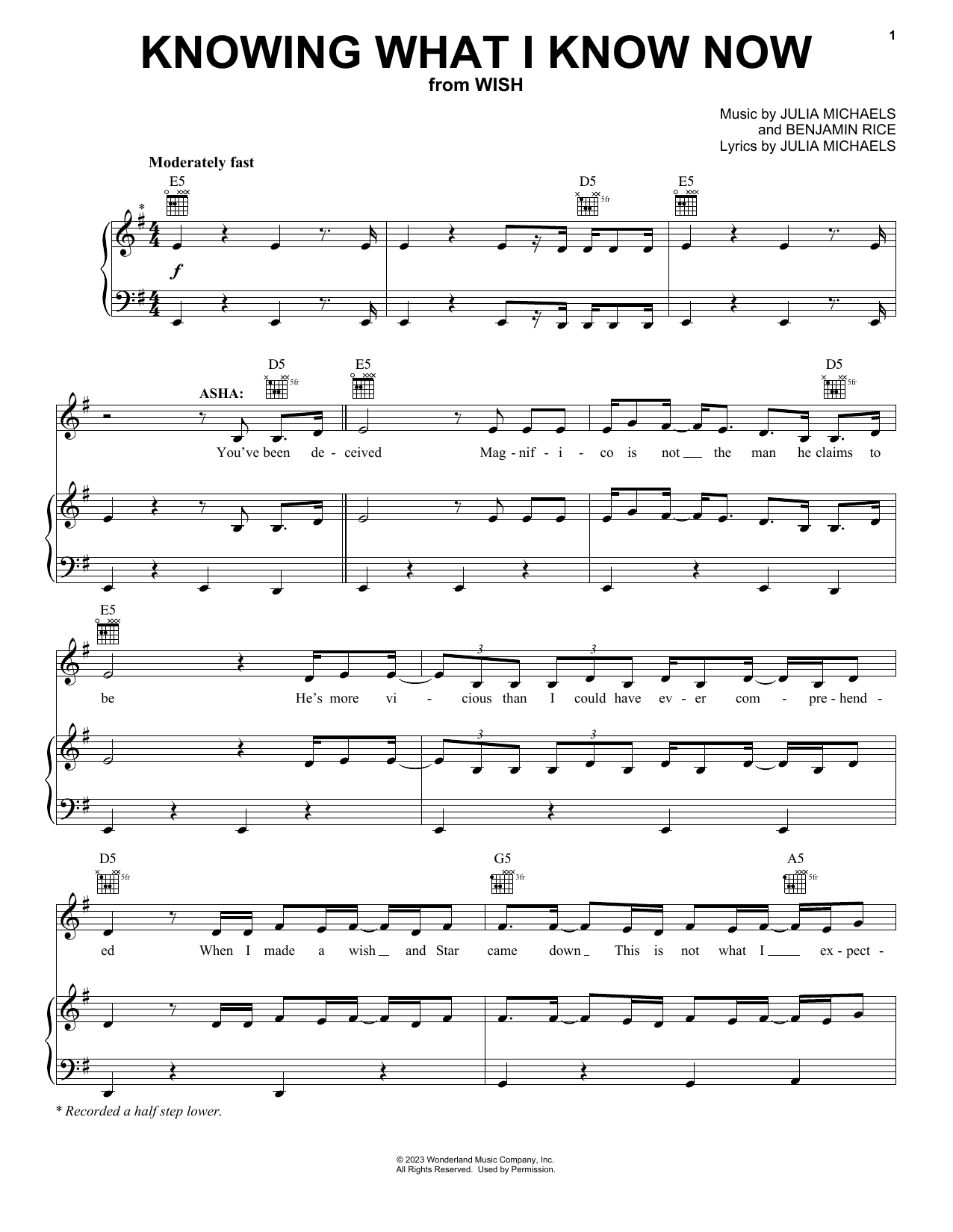 Ariana DeBose, Angelique Cabral and The Cast Of Wish Knowing What I Know Now (from Wish) sheet music notes printable PDF score