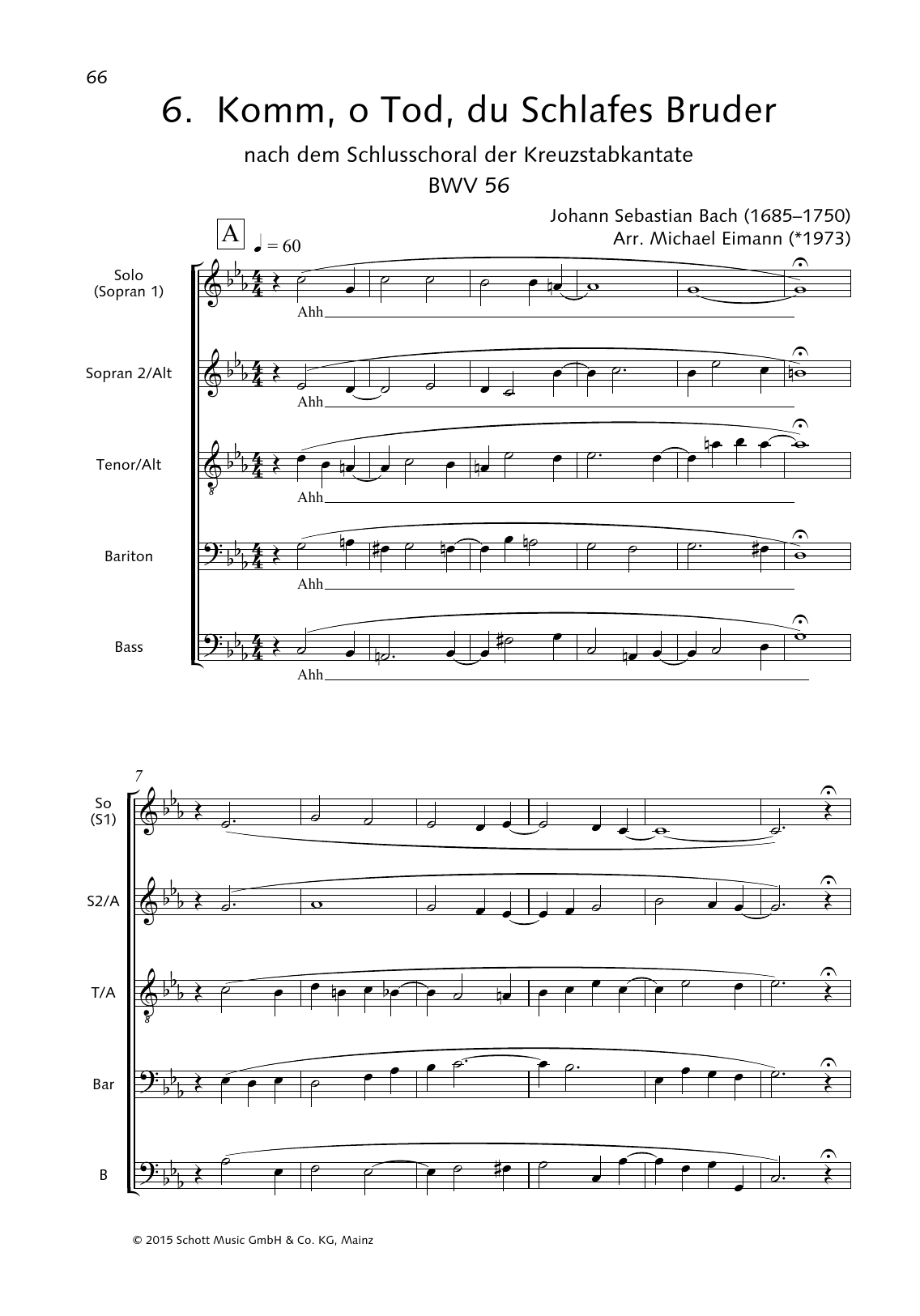 Download Johann Sebastian Bach Komm, oh Tod, du Schlafes Bruder Sheet Music