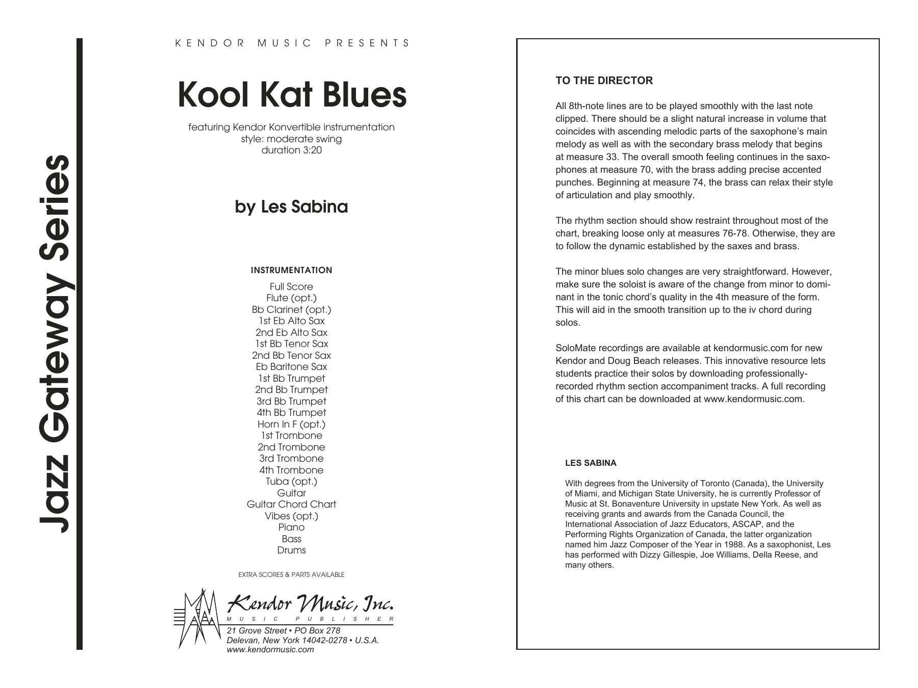 Download Les Sabina Kool Kat Blues - Full Score Sheet Music