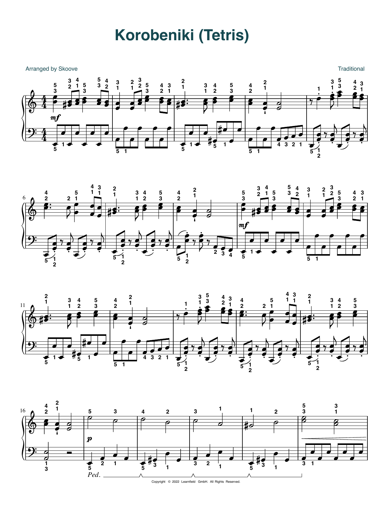 Download Traditional Korobeniki (Tetris) (arr. Skoove) Sheet Music