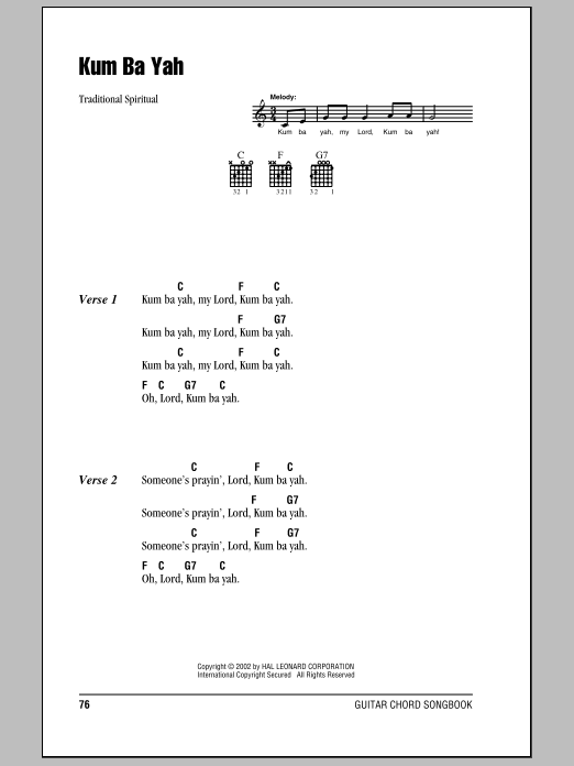 Download Traditional Kum Ba Yah Sheet Music