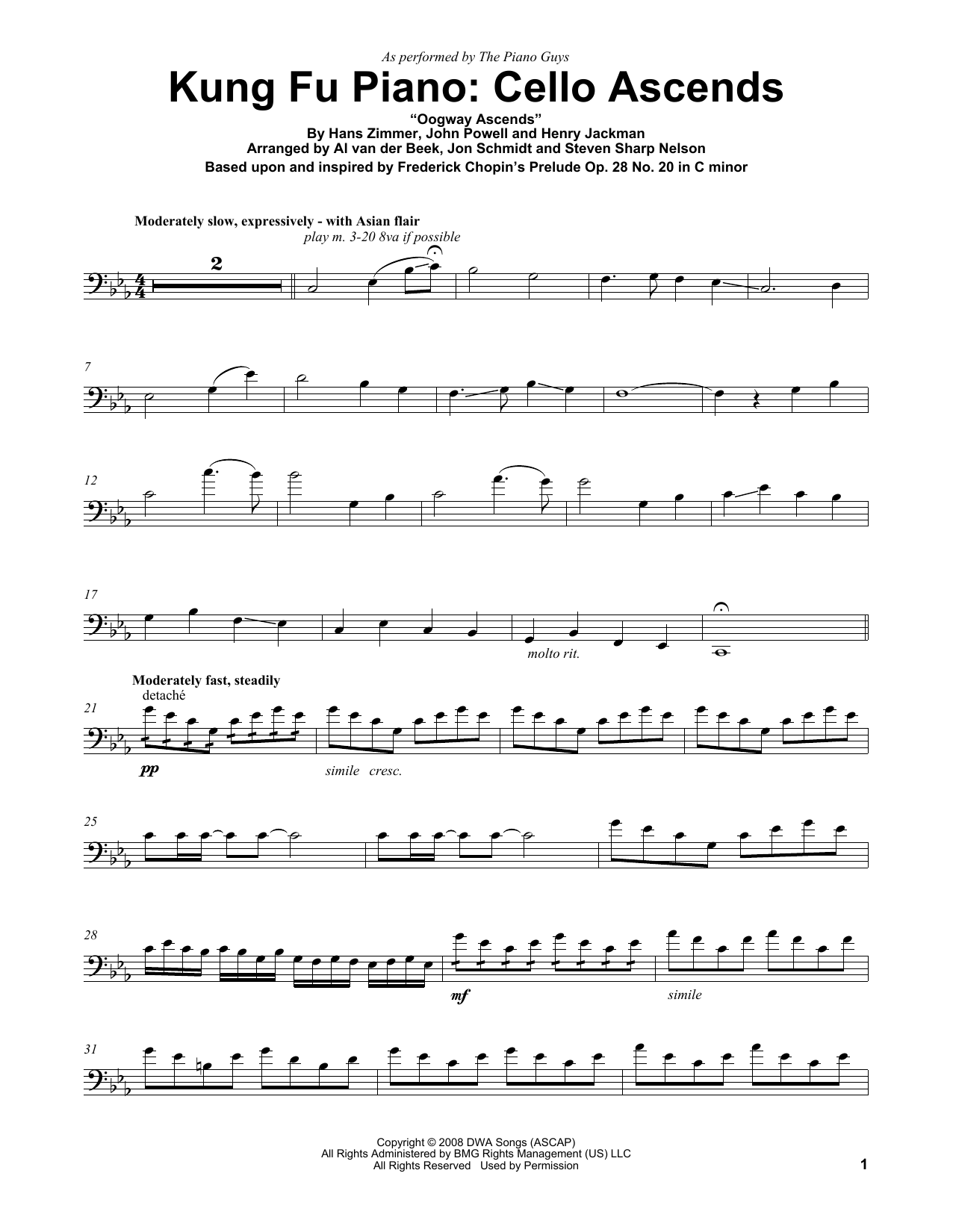 Download The Piano Guys Kung Fu Piano: Cello Ascends Sheet Music