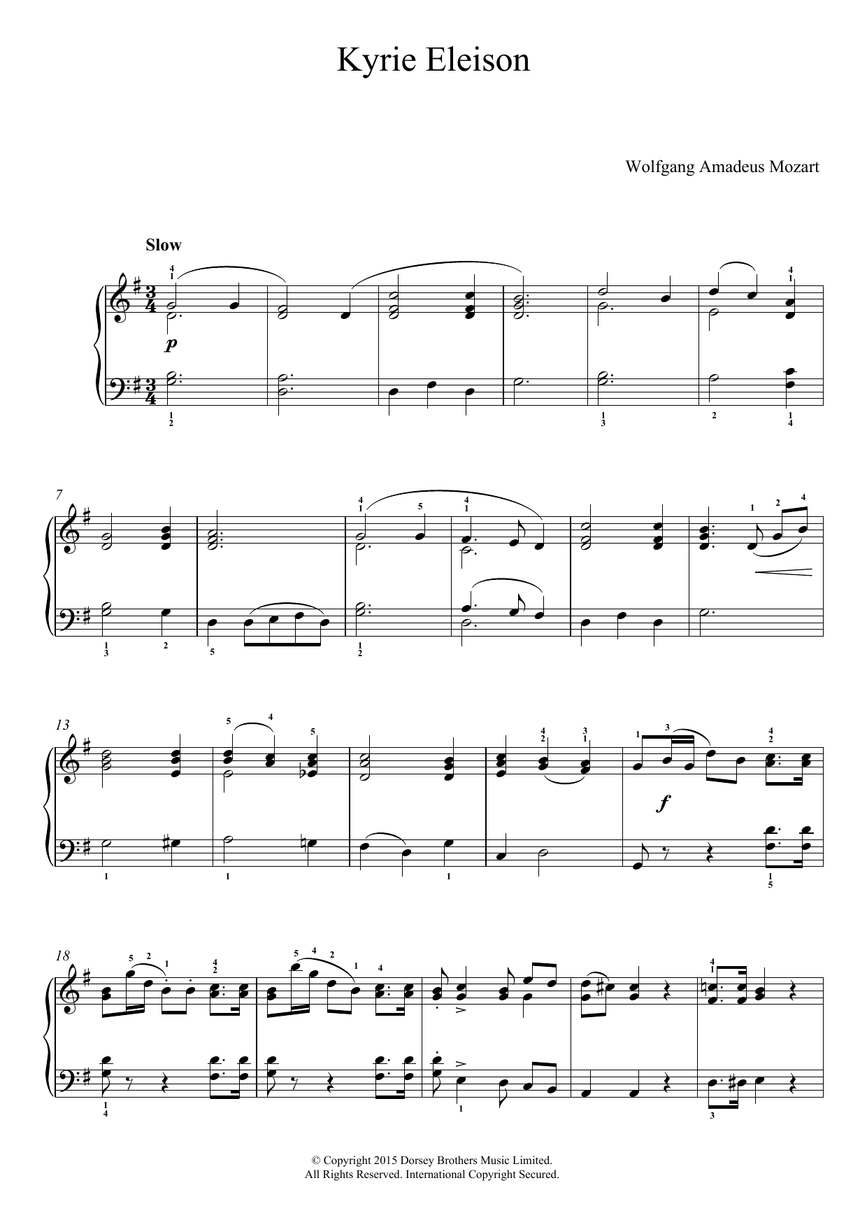 Download Wolfgang Amadeus Mozart Kyrie Eleison (from 'Mass No. 12') Sheet Music