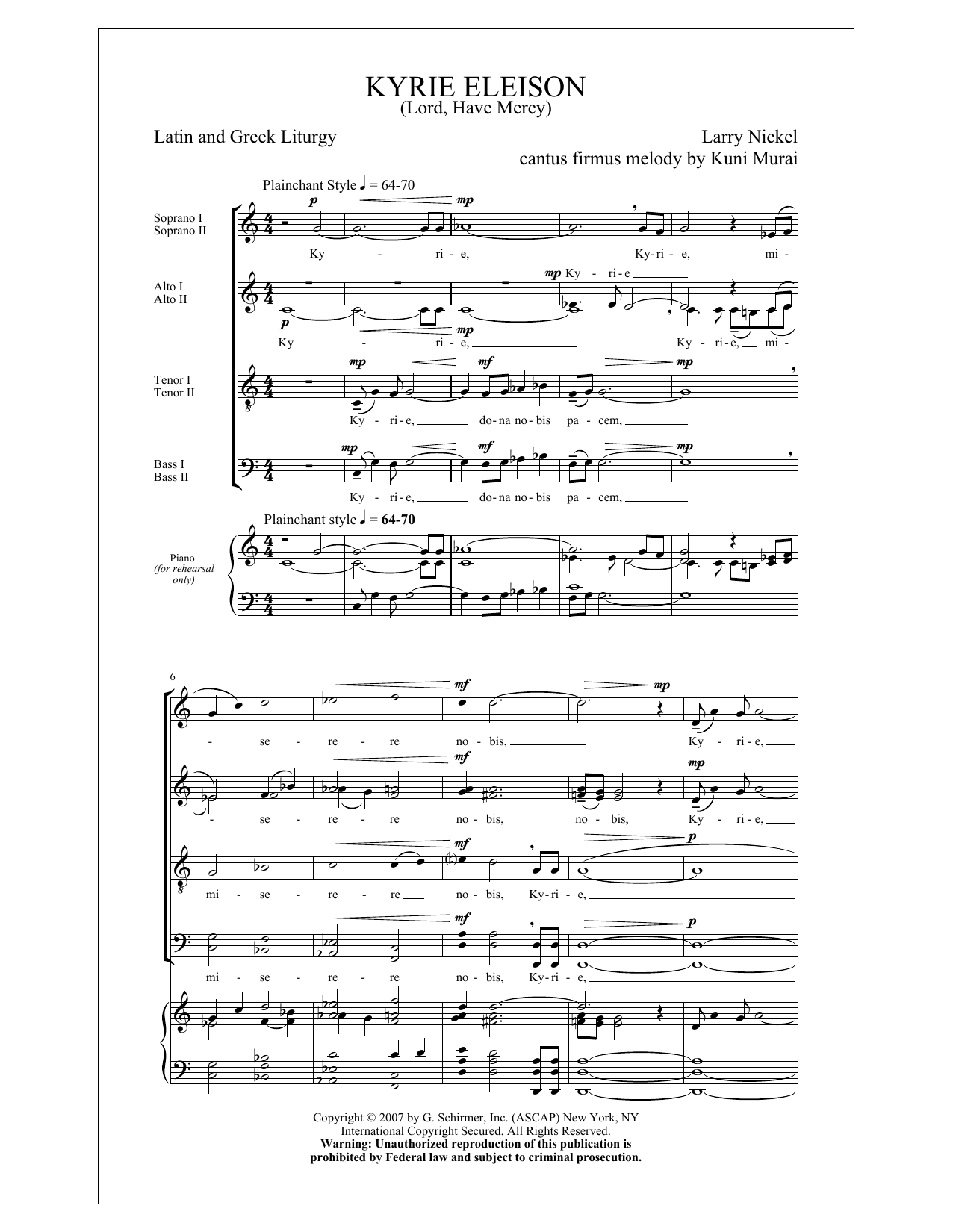 Download Larry Nickel Kyrie Eleison (Lord, Have Mercy) Sheet Music