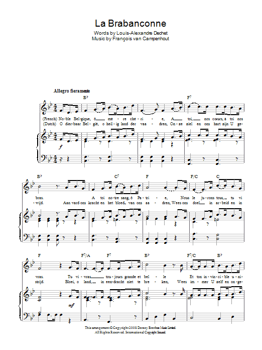 Download François van Campenhout La Brabanconne (Belgian National Anthem Sheet Music