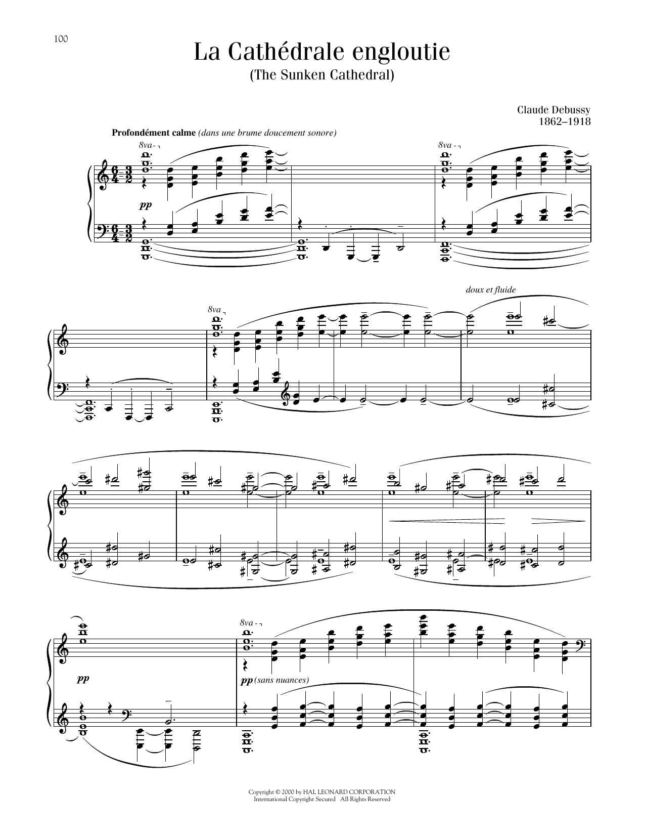 Claude Debussy La Cathedrale Engloutie (ed. Richard Walters) sheet music notes printable PDF score
