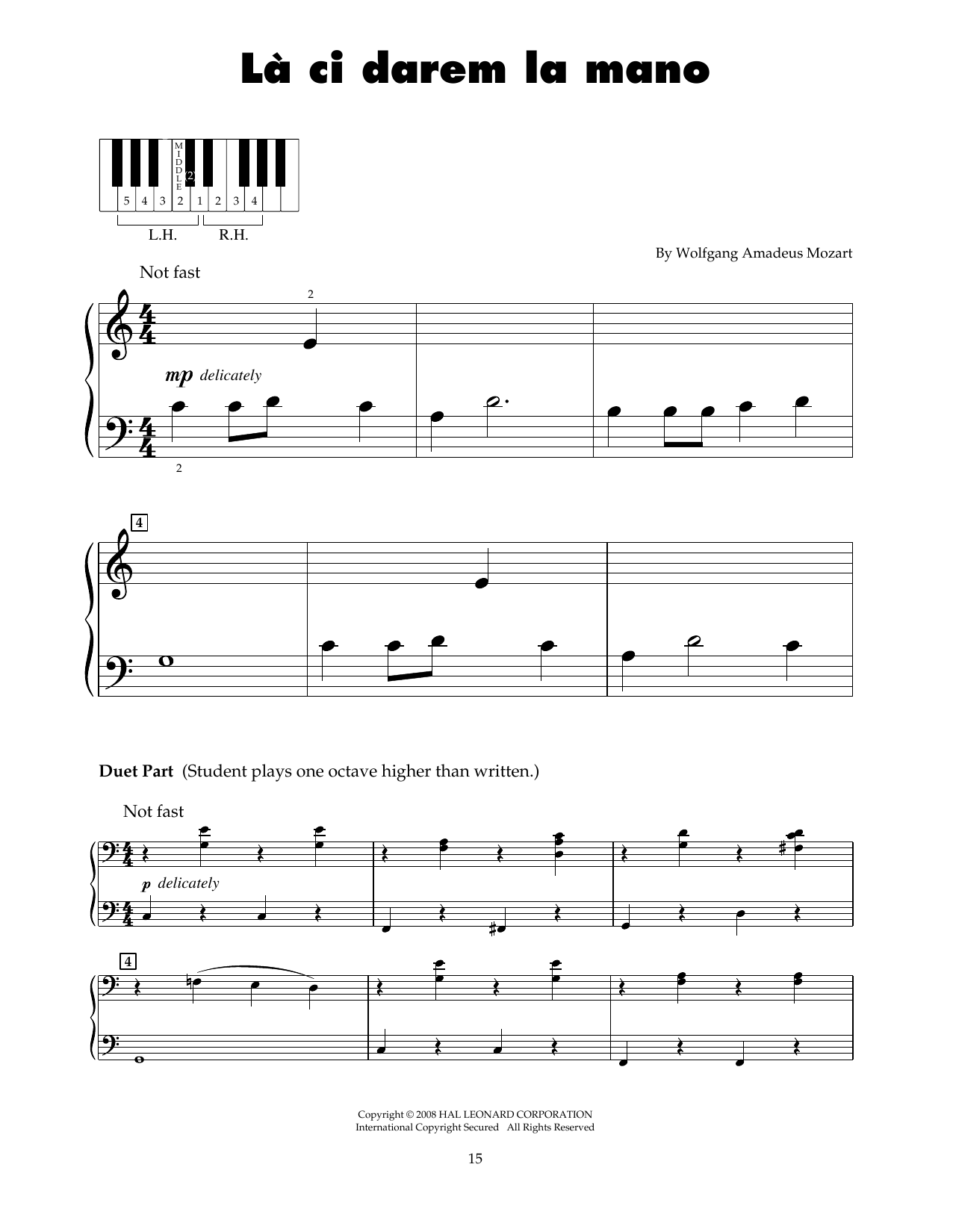 Download Wolfgang Amadeus Mozart La Ci Darem La Mano (arr. Carol Klose) Sheet Music