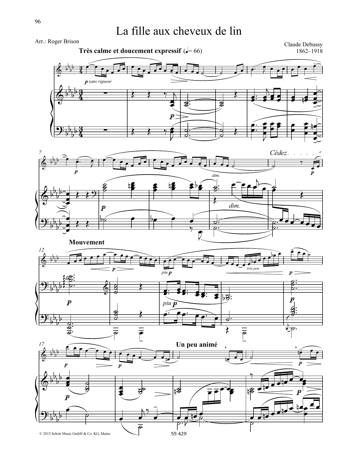 Download Claude Debussy La fille aux chevreux de lin Sheet Music