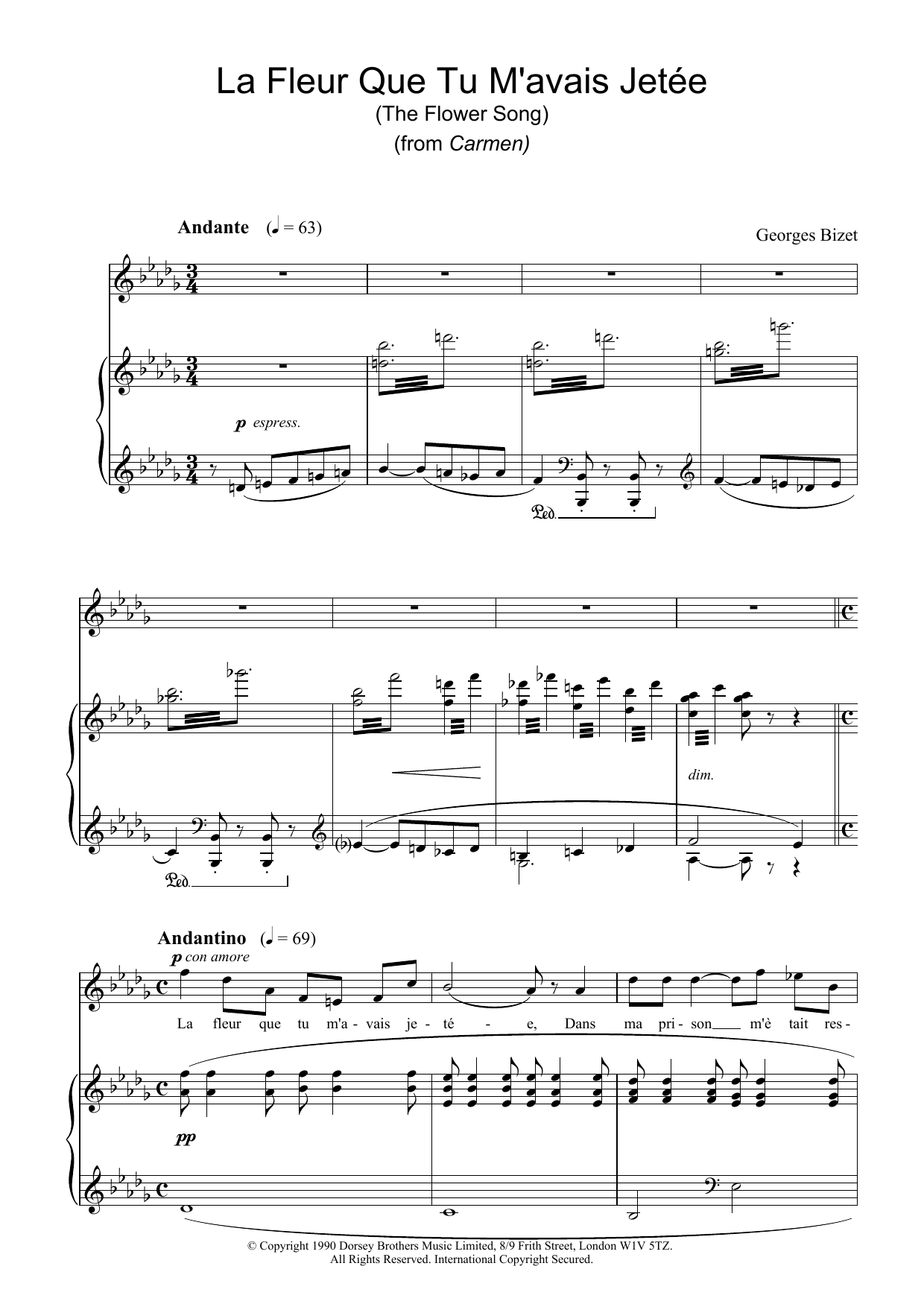 Download Georges Bizet La Fleur Que Tu M'avais Jetée (The Flo Sheet Music