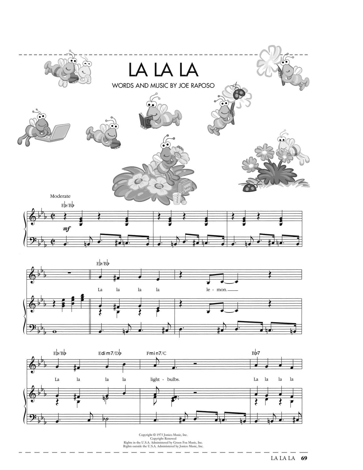 Joe Raposo La La La (from Sesame Street) sheet music notes printable PDF score