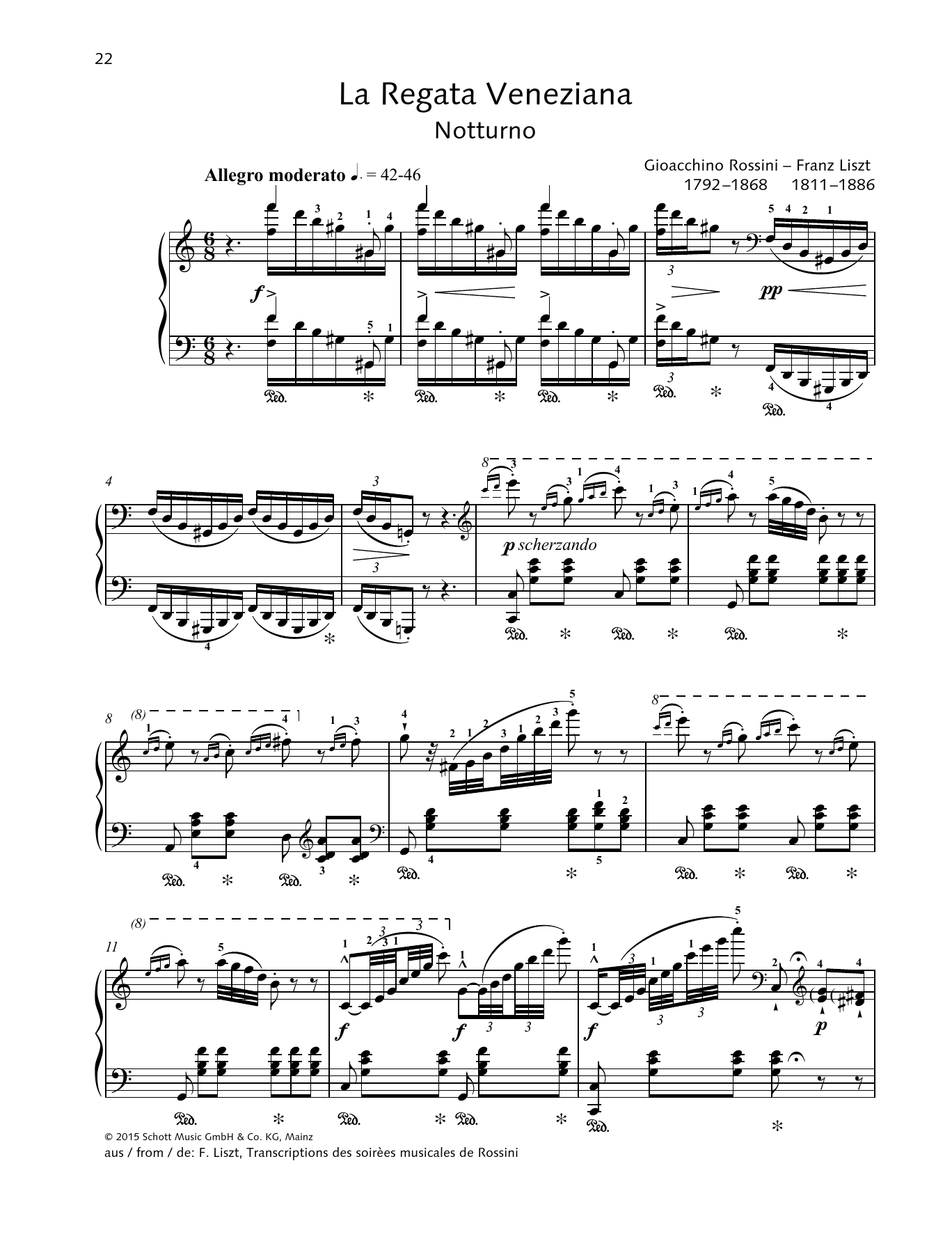 Download Franz Liszt; Giacchino Rossini La regata veneziana Sheet Music